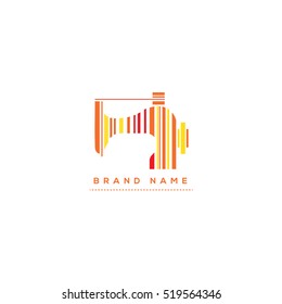 Tailor's vector logo template. Fashion sign. Sewing machine icon. Textile emblem. Clothes label. Tailor made logotype