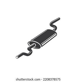 Tail-pipe Rear Section Of Exhaust System Of Motor Vehicle Isolated Icon. Vector Piping Used To Guide Reaction Exhaust Gases Away From Combustion Inside Engine. Vehicle Spare Part Icon, Muffler