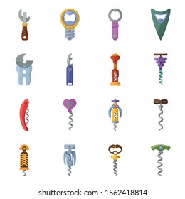 Tailspin of opener for bottle vector cartoon icon set.Vector isolated illustration corkscrew-spin spiral tool.Icon set of tailspin for cork.