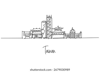 Tainan skyline continuous line drawing