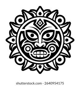 Taino areytos tattoo icon in glyph style