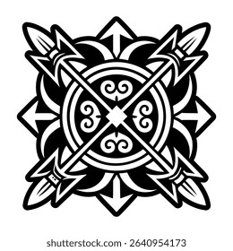 Taino arrows symbol, glyph style icon