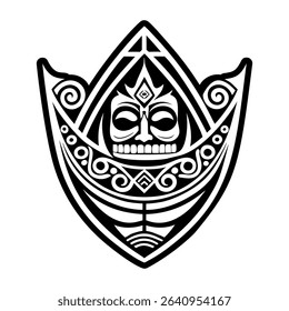 Taino canoe tattoo icon in glyph style