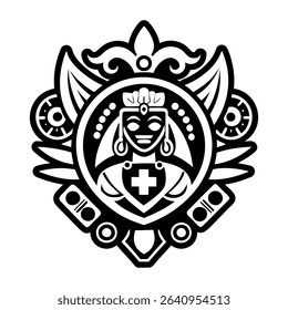 Taino goddess tattoo icon in glyph style