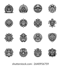 Taino Motifs Glyph Icon Collection

