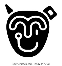 Taino petroglyph art icon in solid style 