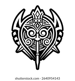 Taino spear motif, glyph vector icon
