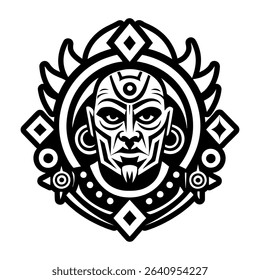 Taino spiritual elder, glyph portrait icon