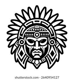 Taino warrior headdress, glyph style icon