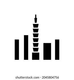 Taipei 101 Skyscraper Glyph Icon. Taiwan. Oriental Custom. Asian Item. Isolated Vector Stock Illustration