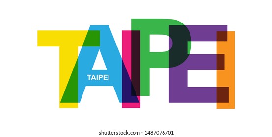 TAIPEI. Banner with the name of the capital of the Republic of China, flat design