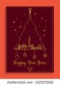 Taipei City New Year Card Design Template