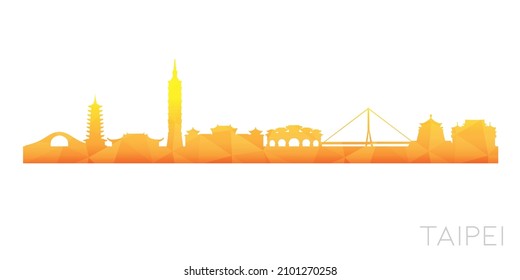 Taipei City, Taiwan Low Poly Skyline Clip Art City Design. Geometric Polygon Graphic Horizon Icon. Vector Illustration Symbol.