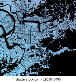 Taipei, Taipei City, Taiwan (TWN) China - Urban vector megacity map with parks, rail and roads, highways, minimalist town plan design poster, city center, downtown, transit network, gradient blueprint