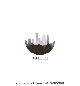 Taipei cityscape, gradient vector badge, flat skyline logo, icon. Taiwan capital city round emblem idea with landmarks and building silhouettes. Isolated graphic