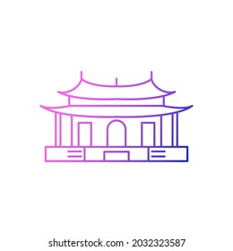 Taipei Confucius Temple in dalongdong Taipei outline icon. Taiwan. Oriental custom. Pagoda. Purple gradient symbol. Isolated vector stock illustration