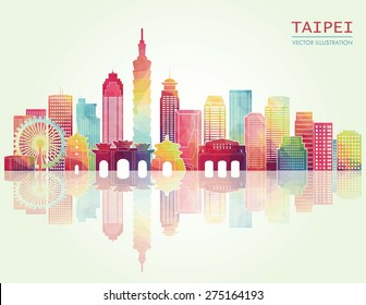 Taipei detailed skyline. Vector illustration