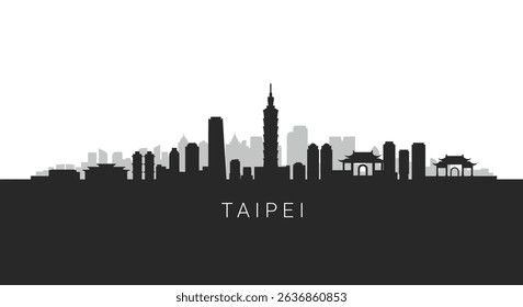 Taipei Skyline Cityscape vector silhouette.