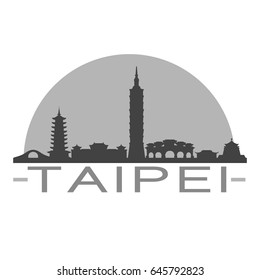 Taipei Skyline Silhouette Skyline Stamp Vector City Design