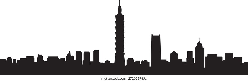 Taipei Skyline Taiwan. design Vector black silhouette
