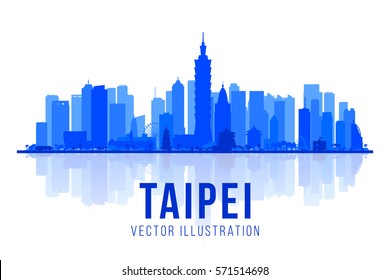 Taipei (Taiwan) cidade silhueta horizonte vector fundo. Ilustração plana na moda. Conceito de viagens de negócios e turismo com edifícios modernos. Imagem para apresentação, banner, site.