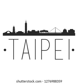 Taipei Taiwan. City Skyline. Silhouette City. Design Vector. Famous Monuments.