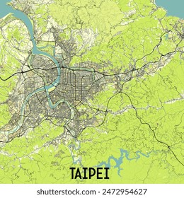 Taipei, Taiwan map poster art