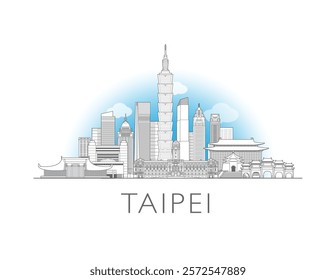 Taipei Taiwan skyline cityscape vector illustration