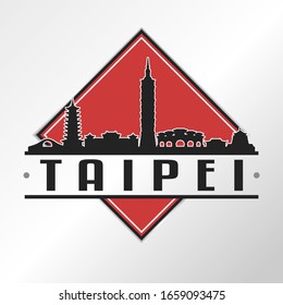 Taipei Taiwan Skyline Logo. Adventure Landscape Design Vector Illustration.