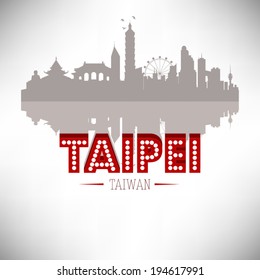 Taipei Taiwan skyline silhouette design, vector illustration.
