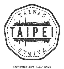 Taipei, Taiwan Stamp Skyline Postmark. Silhouette Postal Passport. City Round Vector Icon. Vintage Postage Design.