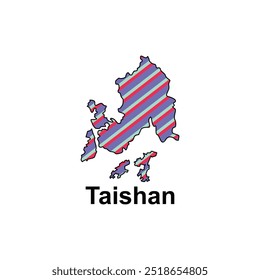 Mapa de Taishan. mapa de Vector de la capital china Country diseño colorido, Plantilla de diseño de ilustración sobre fondo blanco
