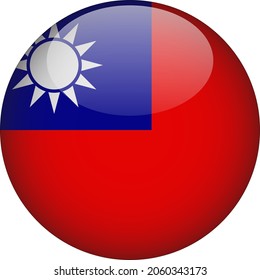 Taiwan 3D Rounded Country Flag Icon