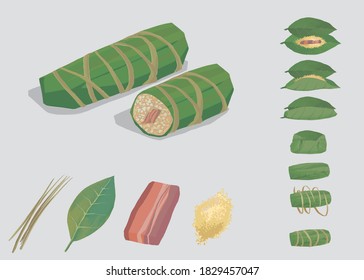 Taiwan aboriginal food rice dumpling illustration