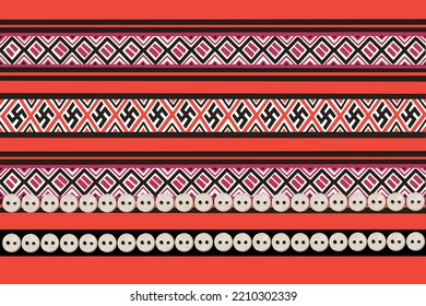 Taiwan aboriginal Seediq weaving totem elements, fabric and buttons concept vector illustration