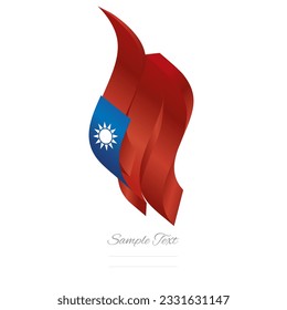 Taiwan abstract flag logo icon. Taiwanese 3d flag ribbon banner isolated on white background