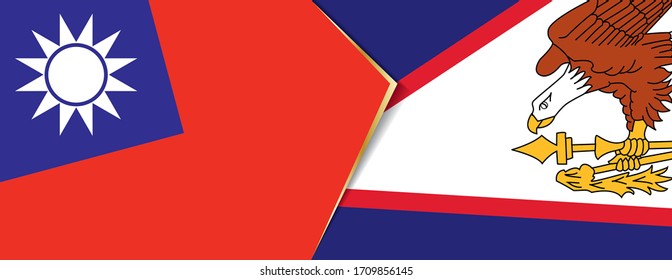 Taiwan and American Samoa flags, two vector flags symbol of relationship or confrontation.