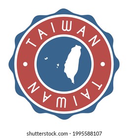 Taiwan Badge Map Vector Seal. National Symbol Country Stamp Design Icon Label. 