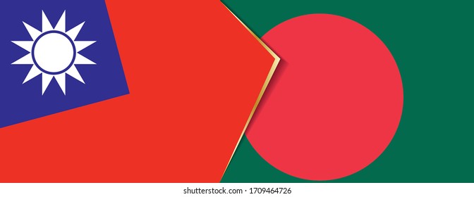 Taiwan und Bangladesch Flaggen, zwei Vektorillustrationen Flaggen Symbol für Beziehung oder Konfrontation.