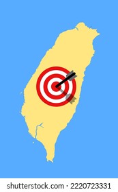 Taiwan being under attack, assault and aggressive aggression. taiwanese map with target. Vector illustration. 