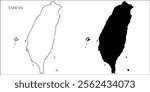 Taiwan Blank Map, Taiwan Map Outline Vector Images