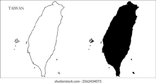 Taiwan Blank Map, Taiwan Map Outline Vector Images