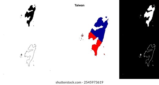 Conjunto de mapas em branco de Taiwan