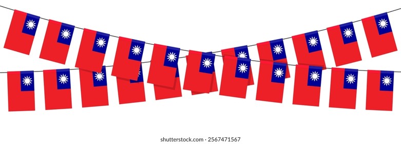 Taiwan bunting garland, string of pennants flags, vector design element.