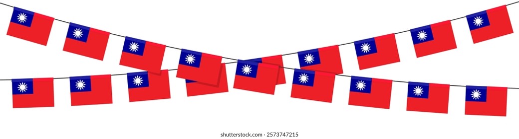 Taiwan bunting garland, string of pennants flags, vector design element.