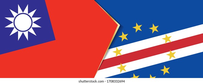 Taiwan and Cape Verde flags, two vector flags symbol of relationship or confrontation.