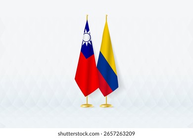 Taiwan and Colombia Flags Side by Side, Symbol of International Partnership. Illustration symbolizes diplomacy, partnership, and international cooperation between the two nations.