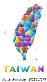 Taiwan - colorful low poly country shape. Multicolor geometric triangles. Modern trendy design. Vector illustration.