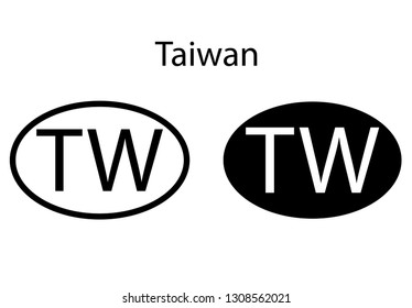 Taiwan country code icon.  Iso code country domain name.  TW - Taiwan abbreviated. vector