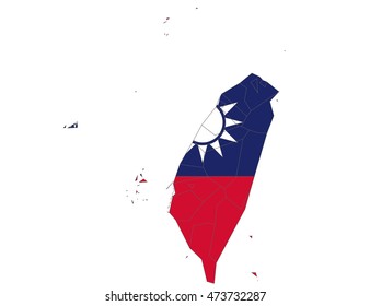 taiwan country flag on white background.